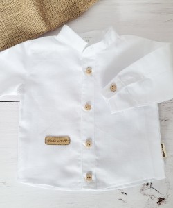 Koszula z lnu- biała dla chłopca